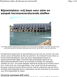 Rijnministers: vrij baan voor zalm en aanpak hormoonverstorende stoffen